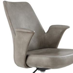 Lise Contract Grade Leatherette Office Chair with Flared Arms and Matte Steel Base