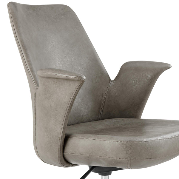 Lise Contract Grade Leatherette Office Chair with Flared Arms and Matte Steel Base