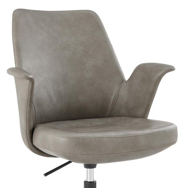 Lise Contract Grade Leatherette Office Chair with Flared Arms and Matte Steel Base