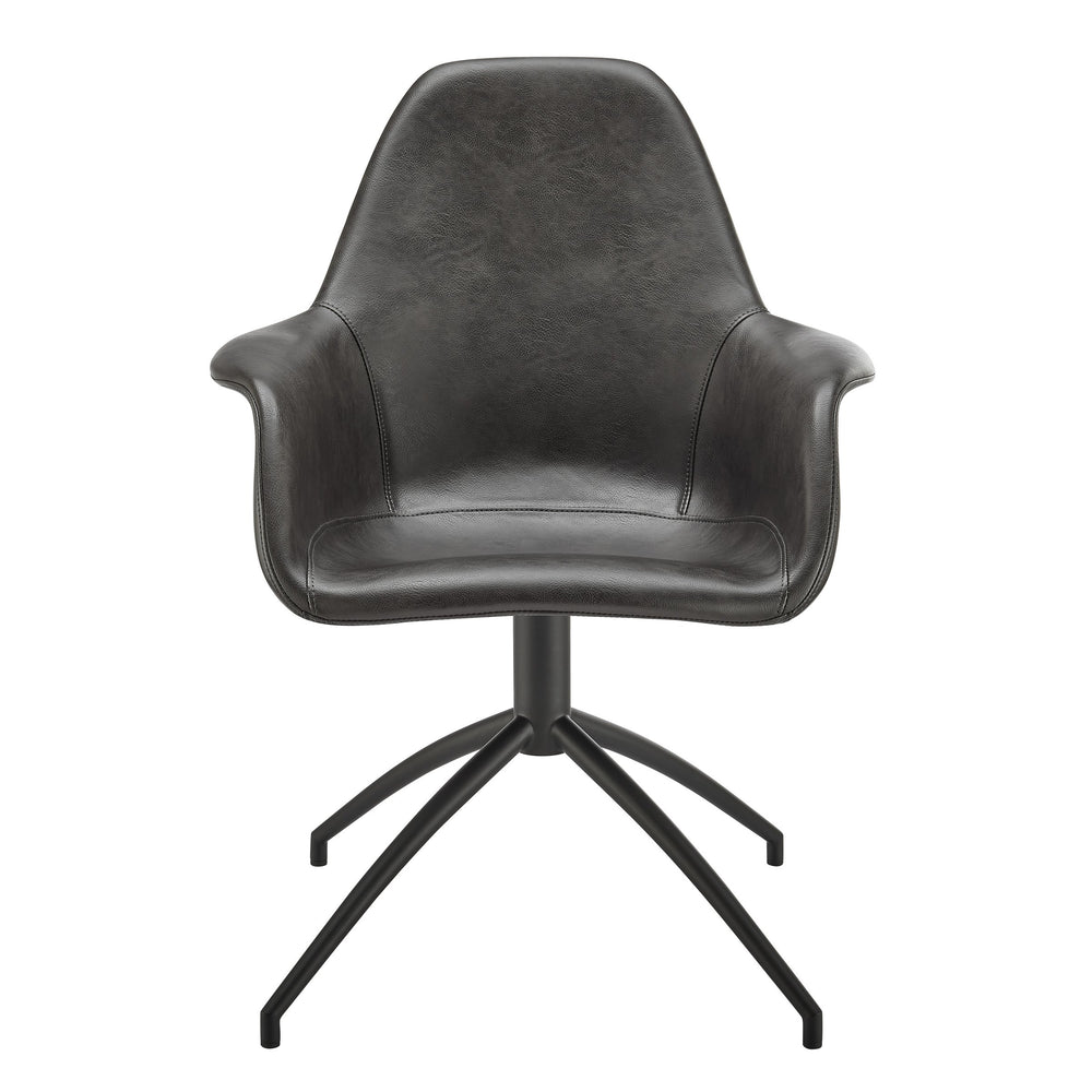 EE Test Vendor Ralph Swivel Accent Chair Distressed Leatherette Upholstery Timeless Elegant Seating EETEST-30602-DKGRY