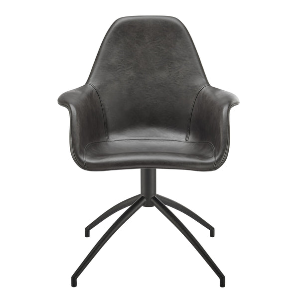 EE Test Vendor Ralph Swivel Accent Chair Distressed Leatherette Upholstery Timeless Elegant Seating EETEST-30602-DKGRY