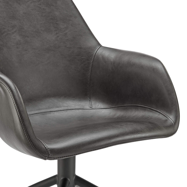 Ralph Swivel Accent Chair Distressed Leatherette Upholstery Timeless Elegant Seating