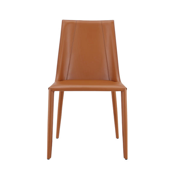 Kalle Leather Upholstered Side Chair Sleek Accent Seating for Modern Dining and Living Spaces