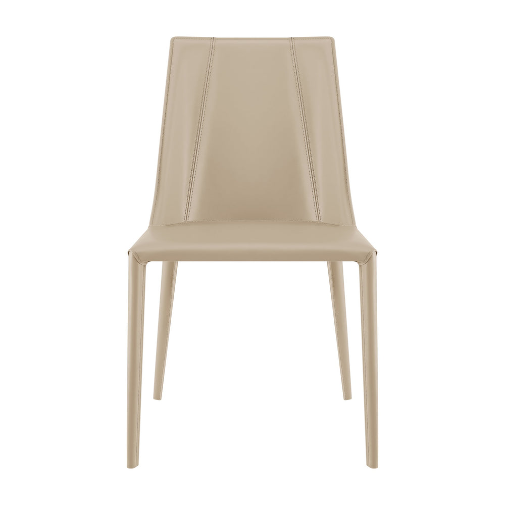 EE Test Vendor Kalle Leather Upholstered Side Chair Sleek Accent Seating for Modern Dining and Living Spaces Taupe EETEST-30914-LTGRY-MP1