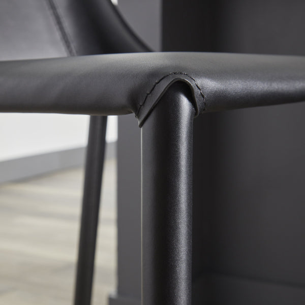 Kalle Leather Upholstered Counter Stool Modern Sturdy Seating for Kitchen or Bar Area