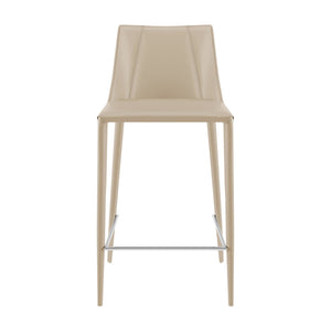 Kalle Leather Upholstered Counter Stool Modern Sturdy Seating for Kitchen or Bar Area