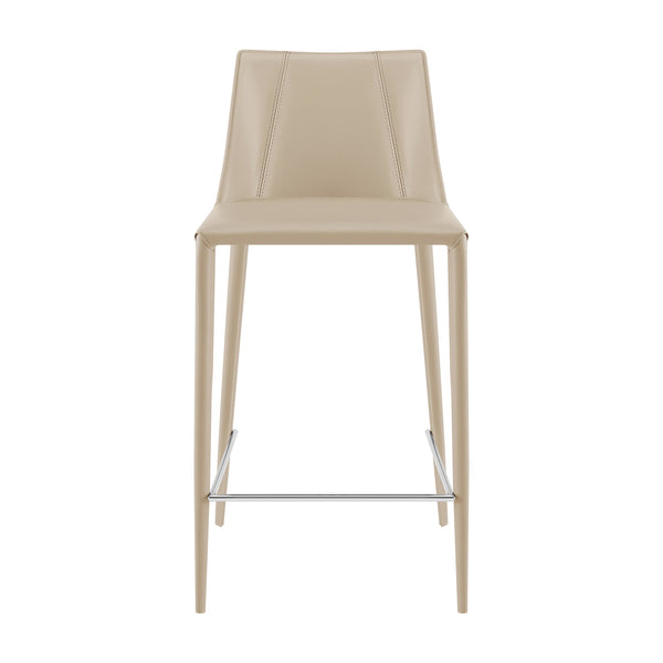 Kalle Leather Upholstered Counter Stool Modern Sturdy Seating for Kitchen or Bar Area
