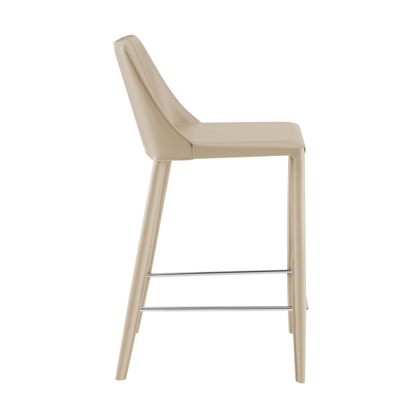 Kalle Leather Upholstered Counter Stool Modern Sturdy Seating for Kitchen or Bar Area