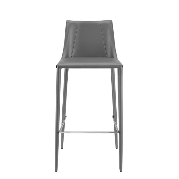 EE Test Vendor Kalle Leather Upholstered Bar Stool with Sturdy Frame for Modern Kitchen or Home Bar Seating Gray EETEST-30918-GRY-MP1