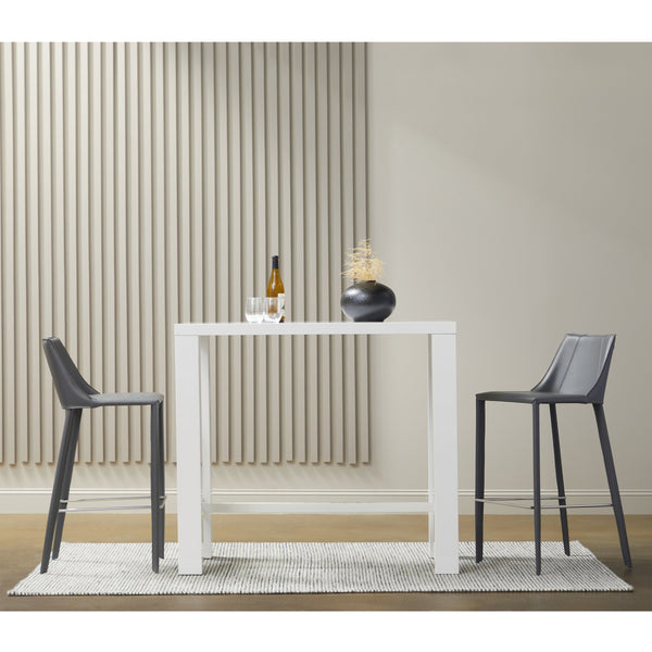 Kalle Leather Upholstered Bar Stool with Sturdy Frame for Modern Kitchen or Home Bar Seating