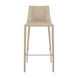Kalle Leather Upholstered Bar Stool with Sturdy Frame for Modern Kitchen or Home Bar Seating