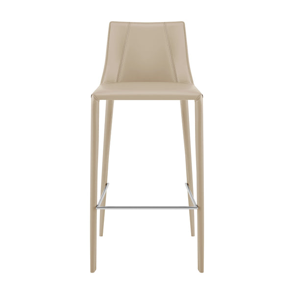 Kalle Leather Upholstered Bar Stool with Sturdy Frame for Modern Kitchen or Home Bar Seating