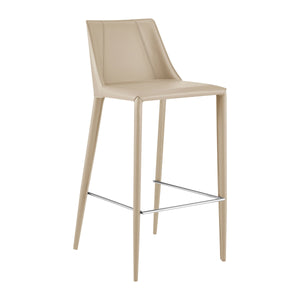 Kalle Leather Upholstered Bar Stool with Sturdy Frame for Modern Kitchen or Home Bar Seating