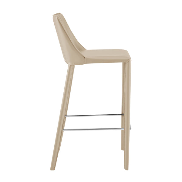 Kalle Leather Upholstered Bar Stool with Sturdy Frame for Modern Kitchen or Home Bar Seating