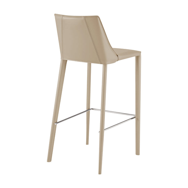 Kalle Leather Upholstered Bar Stool with Sturdy Frame for Modern Kitchen or Home Bar Seating