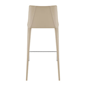 Kalle Leather Upholstered Bar Stool with Sturdy Frame for Modern Kitchen or Home Bar Seating
