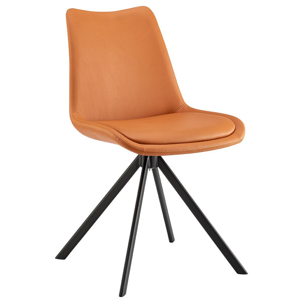 Vind Swivel Accent Chair Modern Caramel Upholstery with Sleek Black Metal Base