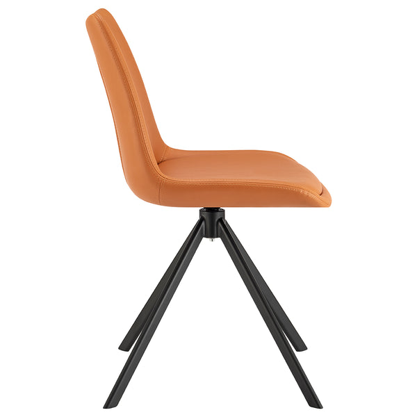 Vind Swivel Accent Chair Modern Caramel Upholstery with Sleek Black Metal Base