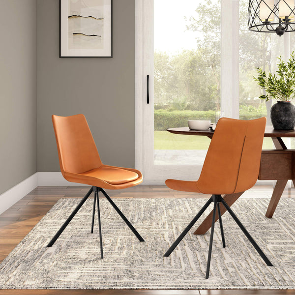 Vind Swivel Accent Chair Modern Caramel Upholstery with Sleek Black Metal Base
