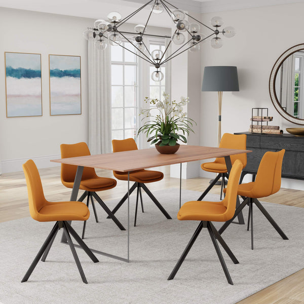 Vind Swivel Accent Chair Modern Caramel Upholstery with Sleek Black Metal Base