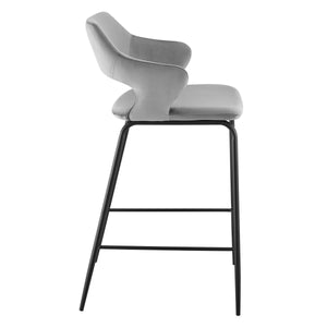 Vidar Velvet Counter Stool with Black Steel Base for Stylish Kitchen Seating