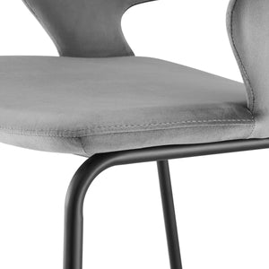 Vidar Velvet Counter Stool with Black Steel Base for Stylish Kitchen Seating