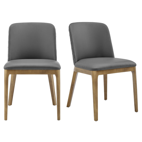 Tilde Diamond Quilted Upholstered Dining Chair Set of 2 with Sleek Walnut Wood Legs