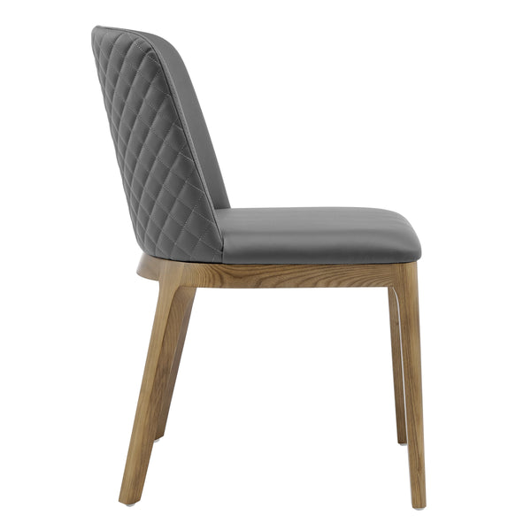 Tilde Diamond Quilted Upholstered Dining Chair Set of 2 with Sleek Walnut Wood Legs