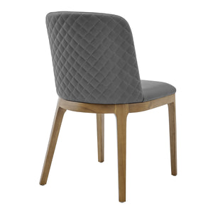 Tilde Diamond Quilted Upholstered Dining Chair Set of 2 with Sleek Walnut Wood Legs