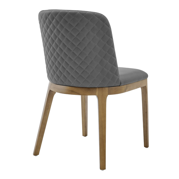 Tilde Diamond Quilted Upholstered Dining Chair Set of 2 with Sleek Walnut Wood Legs