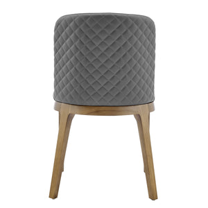 Tilde Diamond Quilted Upholstered Dining Chair Set of 2 with Sleek Walnut Wood Legs