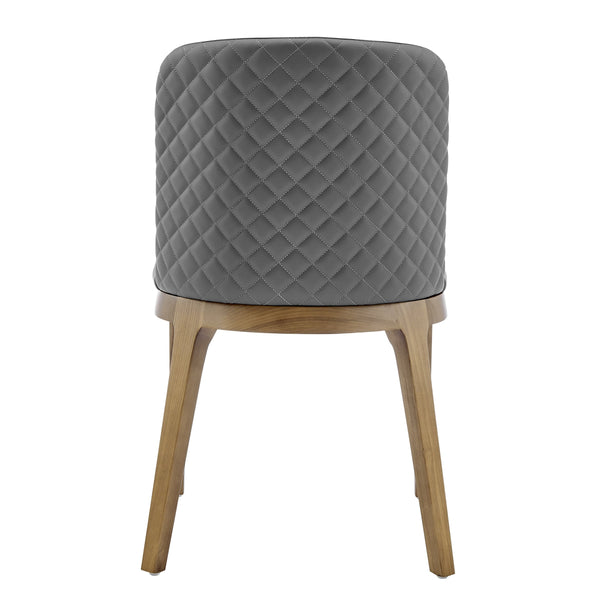 Tilde Diamond Quilted Upholstered Dining Chair Set of 2 with Sleek Walnut Wood Legs