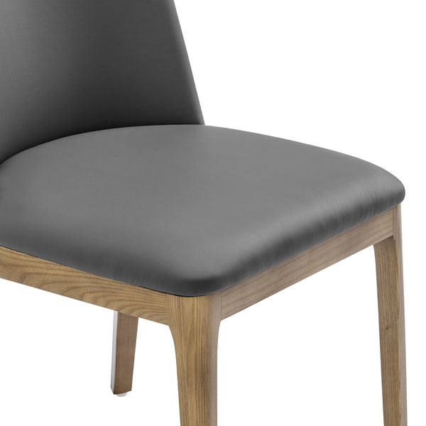 Tilde Diamond Quilted Upholstered Dining Chair Set of 2 with Sleek Walnut Wood Legs