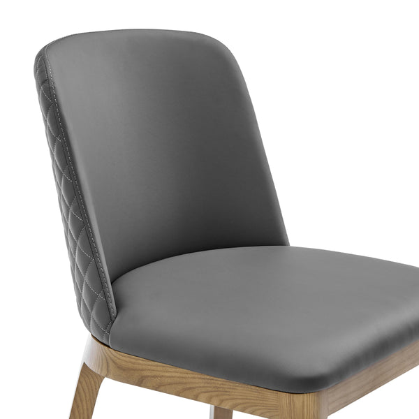Tilde Diamond Quilted Upholstered Dining Chair Set of 2 with Sleek Walnut Wood Legs