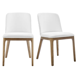 Tilde Diamond Quilted Upholstered Dining Chair Set of 2 with Sleek Walnut Wood Legs