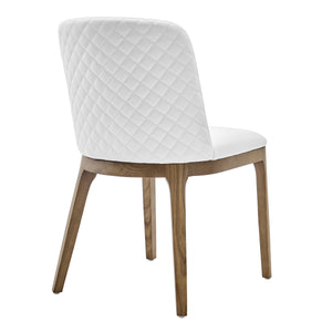 Tilde Diamond Quilted Upholstered Dining Chair Set of 2 with Sleek Walnut Wood Legs