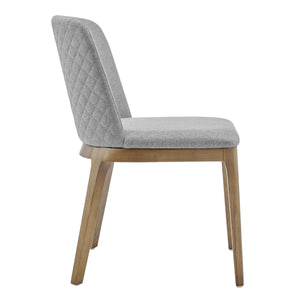Tilde Diamond Quilted Upholstered Dining Chair Set of 2 with Sleek Walnut Wood Legs