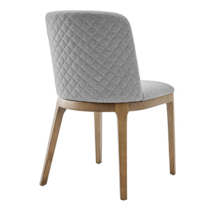 Tilde Diamond Quilted Upholstered Dining Chair Set of 2 with Sleek Walnut Wood Legs