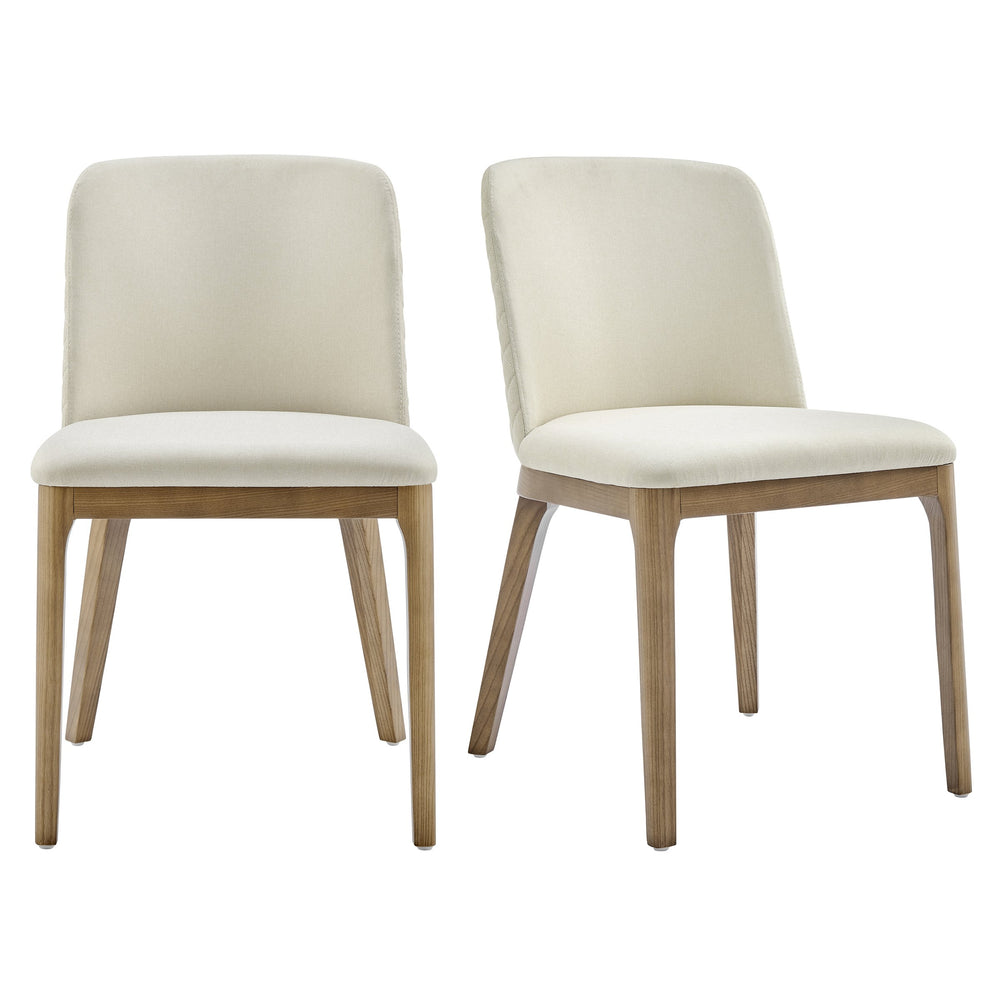 EE Test Vendor Tilde Diamond Quilted Upholstered Dining Chair Set of 2 with Sleek Walnut Wood Legs Sand Fabric EETEST-30936-SAN
