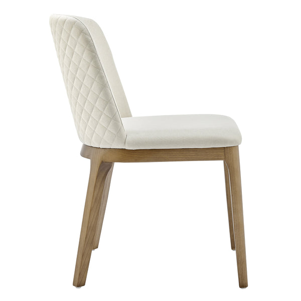 Tilde Diamond Quilted Upholstered Dining Chair Set of 2 with Sleek Walnut Wood Legs