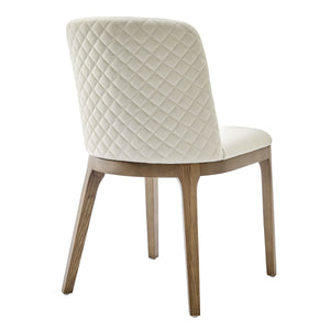 Tilde Diamond Quilted Upholstered Dining Chair Set of 2 with Sleek Walnut Wood Legs