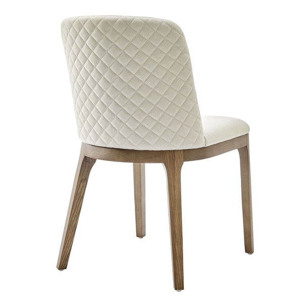 Tilde Diamond Quilted Upholstered Dining Chair Set of 2 with Sleek Walnut Wood Legs