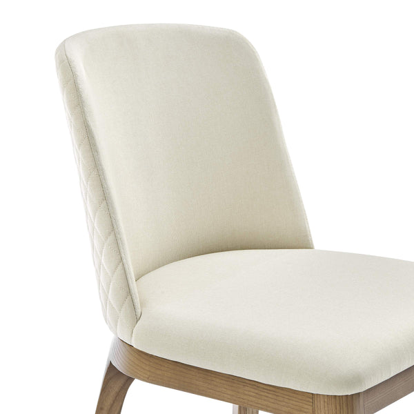 Tilde Diamond Quilted Upholstered Dining Chair Set of 2 with Sleek Walnut Wood Legs