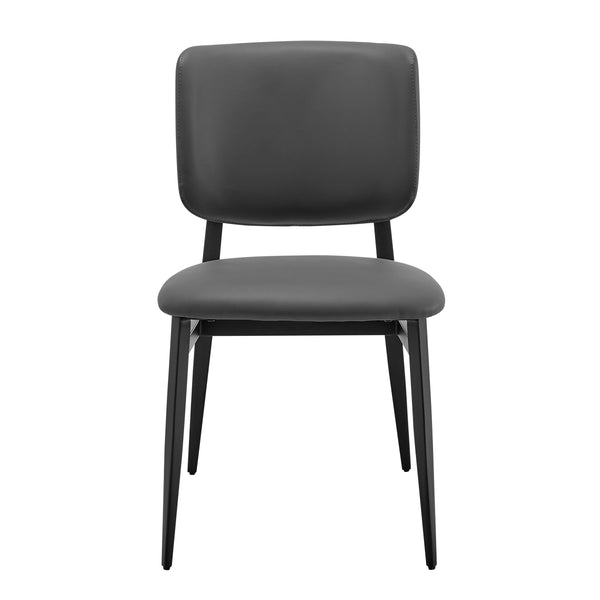 EE Test Vendor Felipe Contract Grade Side Chair with Welded Steel Frame for Modern Dining and Office Spaces Gray Leatherette Leatherette, Steel EETEST-30947-GRY