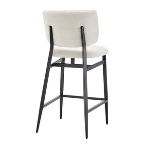 Felipe Upholstered Counter Stool with Curved Back and Black Steel Base for Modern Kitchen Seating