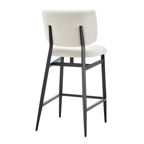 Felipe Upholstered Counter Stool with Curved Back and Black Steel Base for Modern Kitchen Seating