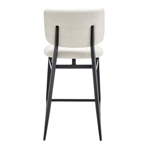 Felipe Upholstered Counter Stool with Curved Back and Black Steel Base for Modern Kitchen Seating