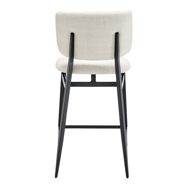 Felipe Upholstered Counter Stool with Curved Back and Black Steel Base for Modern Kitchen Seating