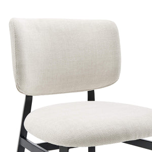Felipe Upholstered Counter Stool with Curved Back and Black Steel Base for Modern Kitchen Seating