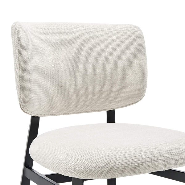 Felipe Upholstered Counter Stool with Curved Back and Black Steel Base for Modern Kitchen Seating